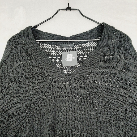 New Joe's Women's Black V-Neck Long Sleeve Knit Crochet Cropped Sweater P3690 - Picture 3 of 8